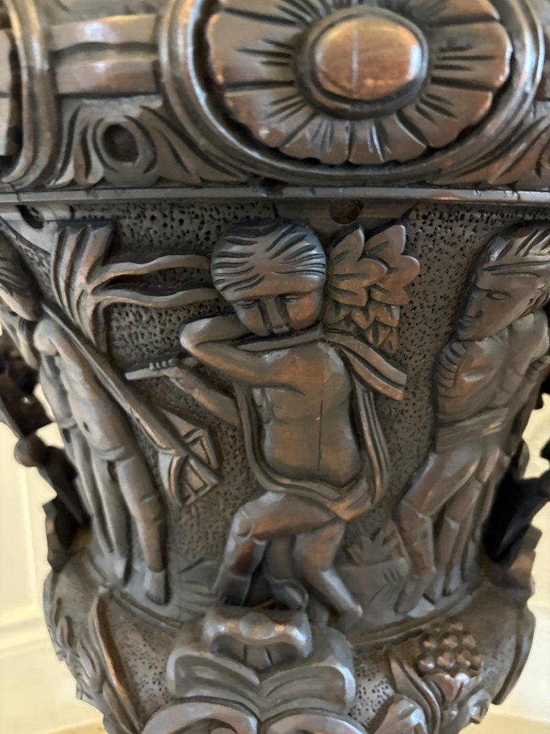 Large Magnificent Antique Pair of Carved Mahogany Urns - Image 18